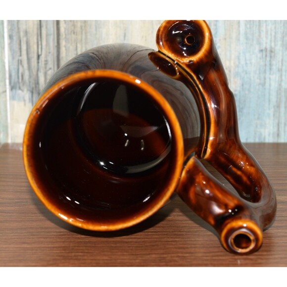 Wake and Bake Mug Pipe Ceramic Smoking Coffee Cup Brown Rustic Design - Picture 9 of 9